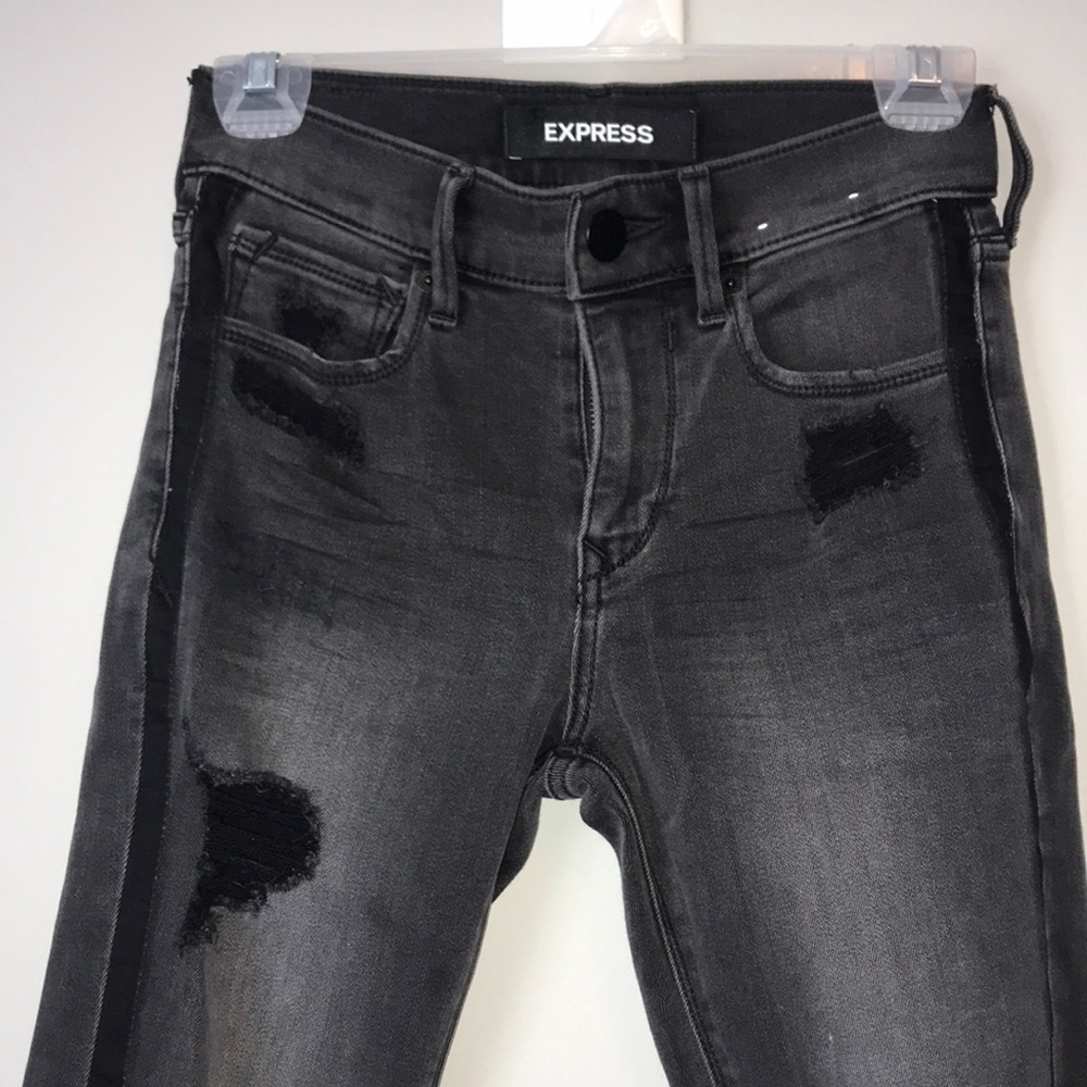 Express distressed skinny jeans